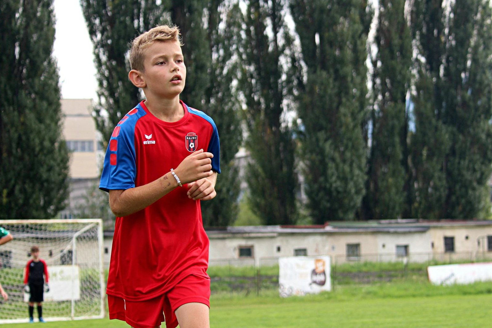 Young soccer player focused on the game