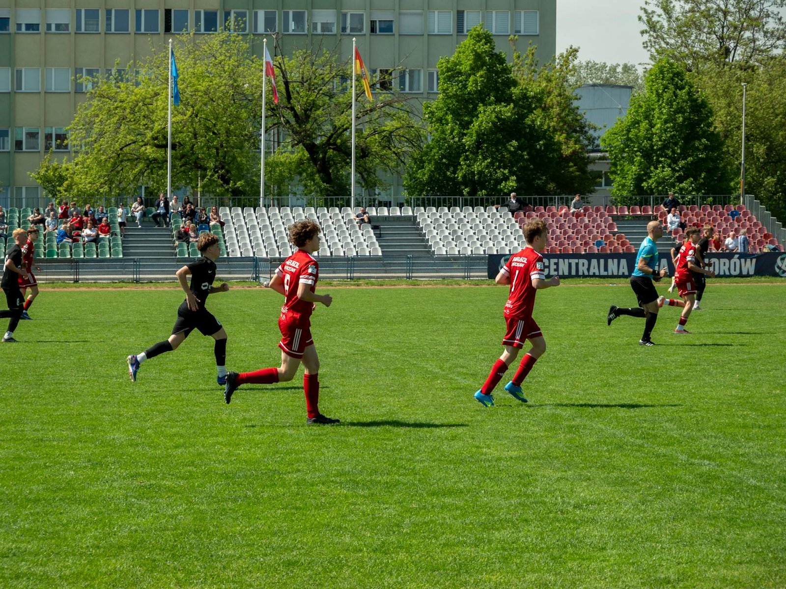 Youth soccer players competing in Wrocław, Poland